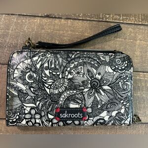 Sakroots Women's Coated Canvas Cross Body Wallet Phone Clutch